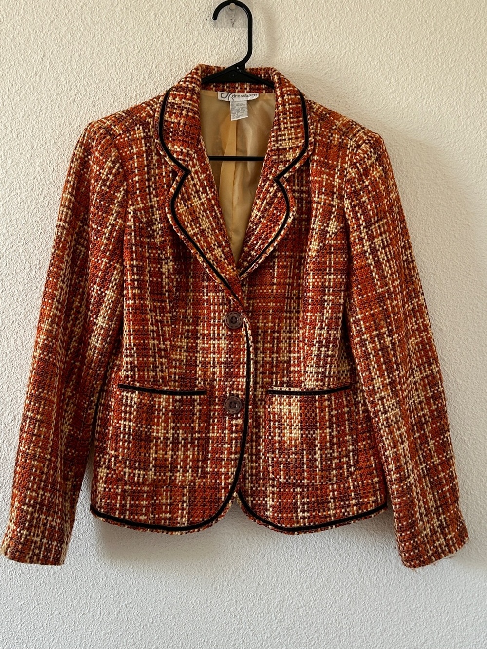 Vtg Dress Barn Stylish Teacher Fall Autumn tweed blazer Women’s 8 Rust black